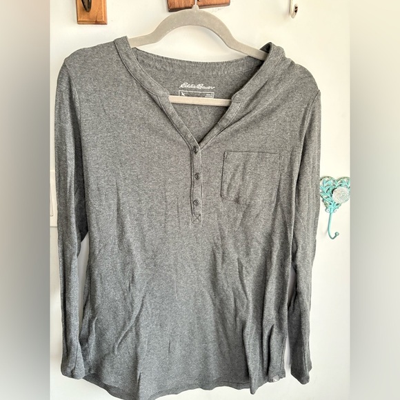 Eddie Bauer Women’s Gray Henley Shirt - Picture 1 of 3